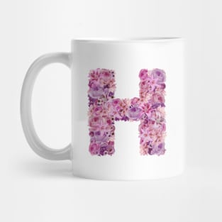 Pink Floral Letter H Mug